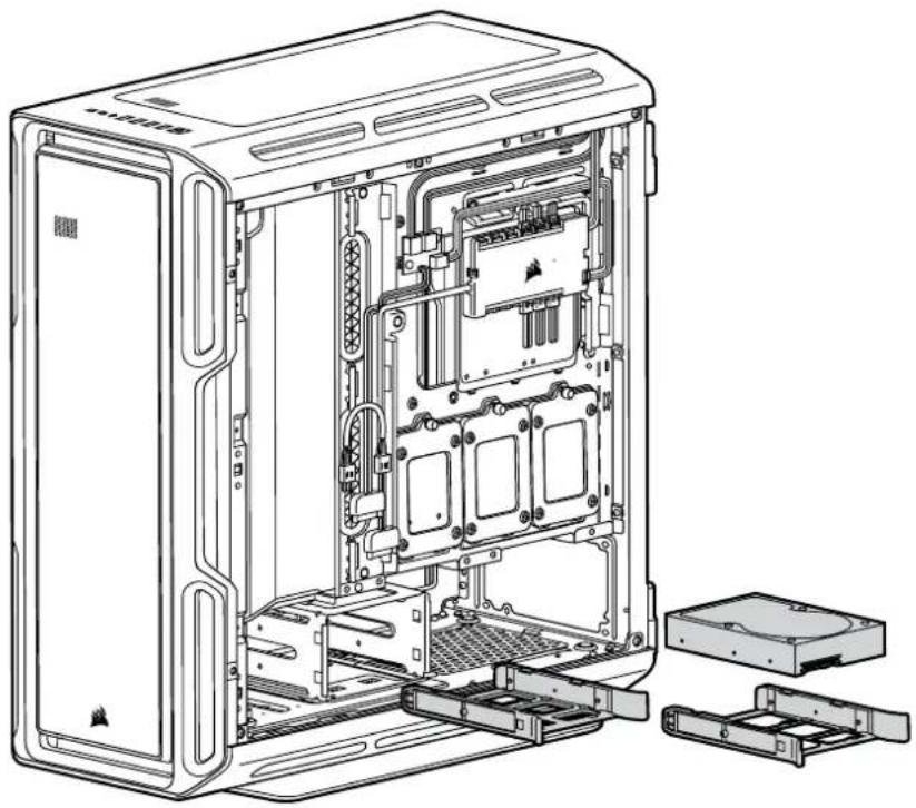 CORSAIR iCUE 5000T RGB - INSTALACIÓN DE LAS UNIDADES HDD - 1