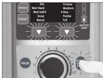 MANTAL PRESET Dry Wet Hard Wet Soft Soup Blend Coarse Medium Fine Portal Put MOTOR TEMP PULSE