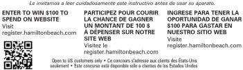 HAMILTON BEACH 25477 - Read before use / Lire avant utilisation / Lea après de usage. - 1