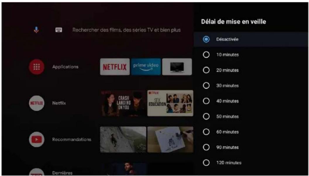 Délai de mise en veille Rechercher des films, des séries TV et bien plus Applications NETFLIX prime video NETFLIX Recommandations Dernières 10 minutes 20 minutes 30 minutes 40 minutes 50 minutes 60 minutes 90 minutes 120 minutes