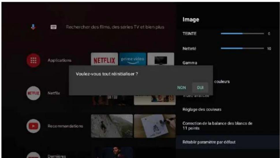 Rechercher des films, des séries TV et bien plus Applications NETFLIX prime video Gamma NETFLIX Netflix Voulez-vous tout réinitialiser ? NON OUI couleurs Réglage des couleurs Correction de la balance des blancs de 11 points Rétablir paramètre par défaut