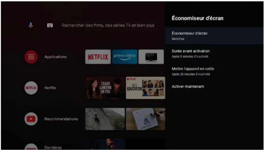 Rechercher des films, des séries TV et bien plus Économiseur d'écran Économiseur d'écran Backdrop Applications NETFLIX prime video Durée avant activation Applications NETFLIX CRASH LANDING ON YOU NETFLIX SEX EDUCATION Mettre l'appareil en veille Applications NETFLIX Recommendations Dernières Activer maintenant