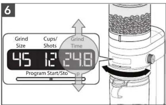 6 Grind Size Cups/ Shots Grind Time 45 12 24.8 Program Start/Sto