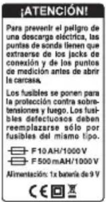 Monacor DMT4004 - Pegar la etiqueta ¡ATENCIÓN! - 1