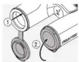 SWAROVSKI OPTIK CL Companion 10x30 B - INSTRUCCIONES DE MONTAJE DE LA TAPA DE PROTECCIÓN DEL OBJETIVO - 1