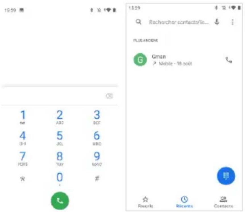 15:29 Rechercher contacts/lie... PLUG AMOIDS Gman ? Mobile - 18 scot Favorites Ricents Contacts