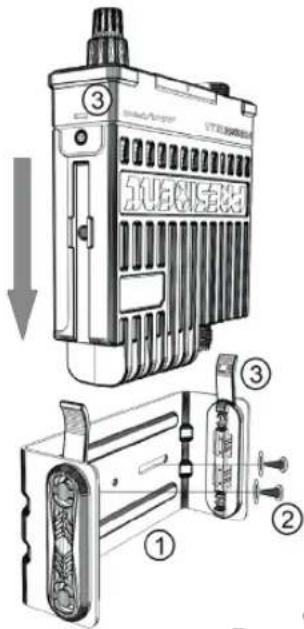 Technical diagram of a device with numbered parts and labeled parts, showing internal structure and assembly.