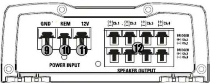 MTX Audio TX2450 - - Configurações, Conexões de Alimentação e de Altifalantes: - 4