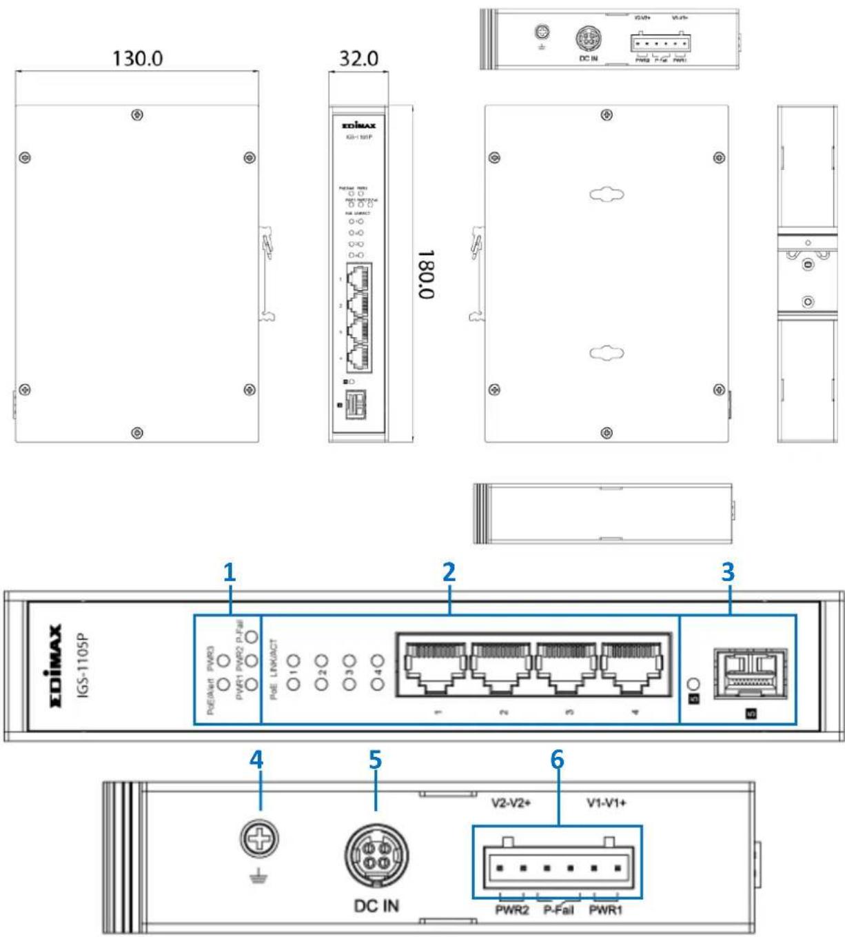 Edimax IGS1105P - I-2. Interface matérielle - 2