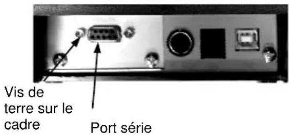 Vis de terre sur le cadre Port série