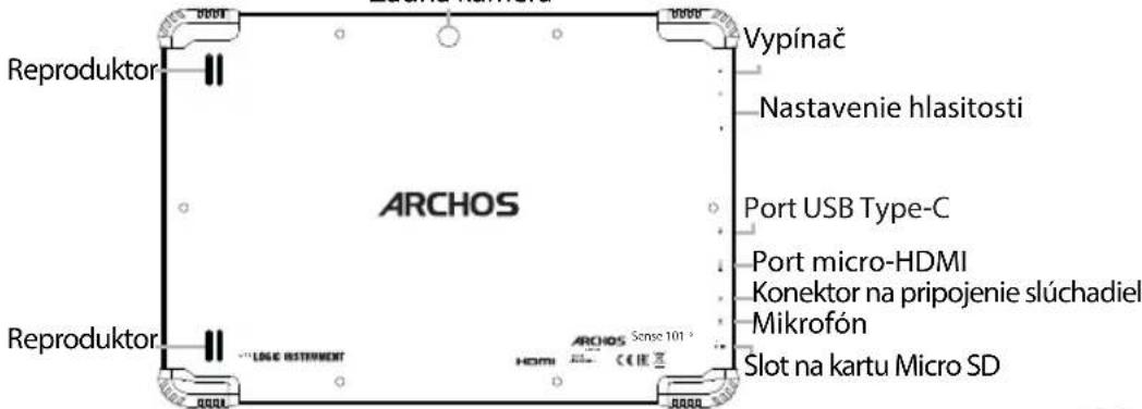 Reproduktor ARCHOS Vypínač Nastavenie hlasitosti Port USB Type-C Port micro-HDMI Konektor na pripojenie slúchadiel Mikrofón Slot na kartu Micro SD Reproduktor LOGIC INSTRUMENT ARCHOS Sense 101 HDMI CE HD ARROA