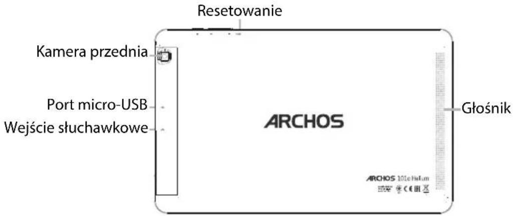 Resetowanie Kamera przednia Port micro-USB Wejście słuchawkowe ARCHOS Głośnik ARCHOS 101e HiLum