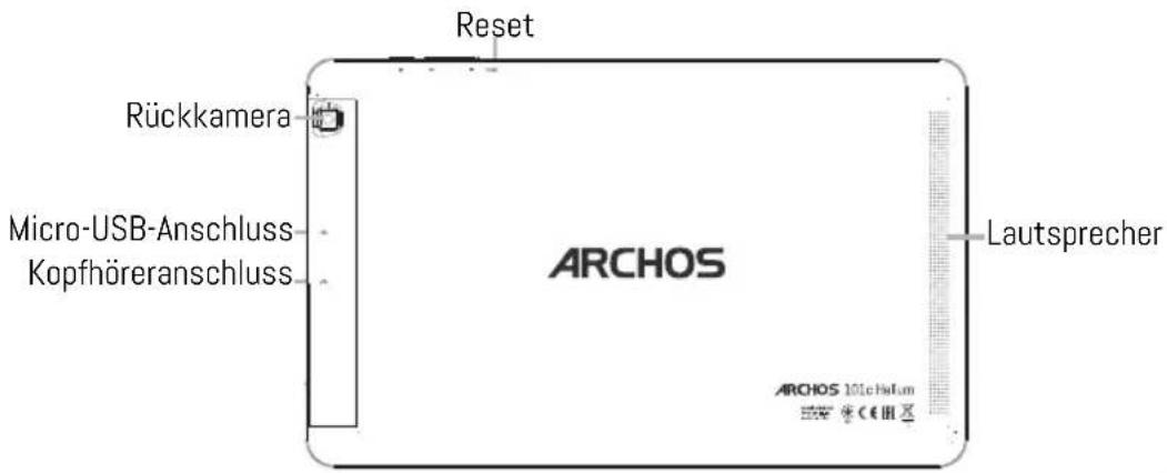 Reset Rückkamera Micro-USB-Anschluss Kopfhöreranschluss ARCHOS Lautsprecher ARCHOS 100c648.m