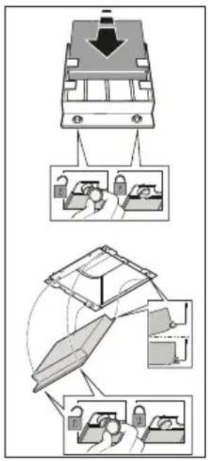 Diagram illustrating a mechanical assembly process with labeled steps and component illustrations