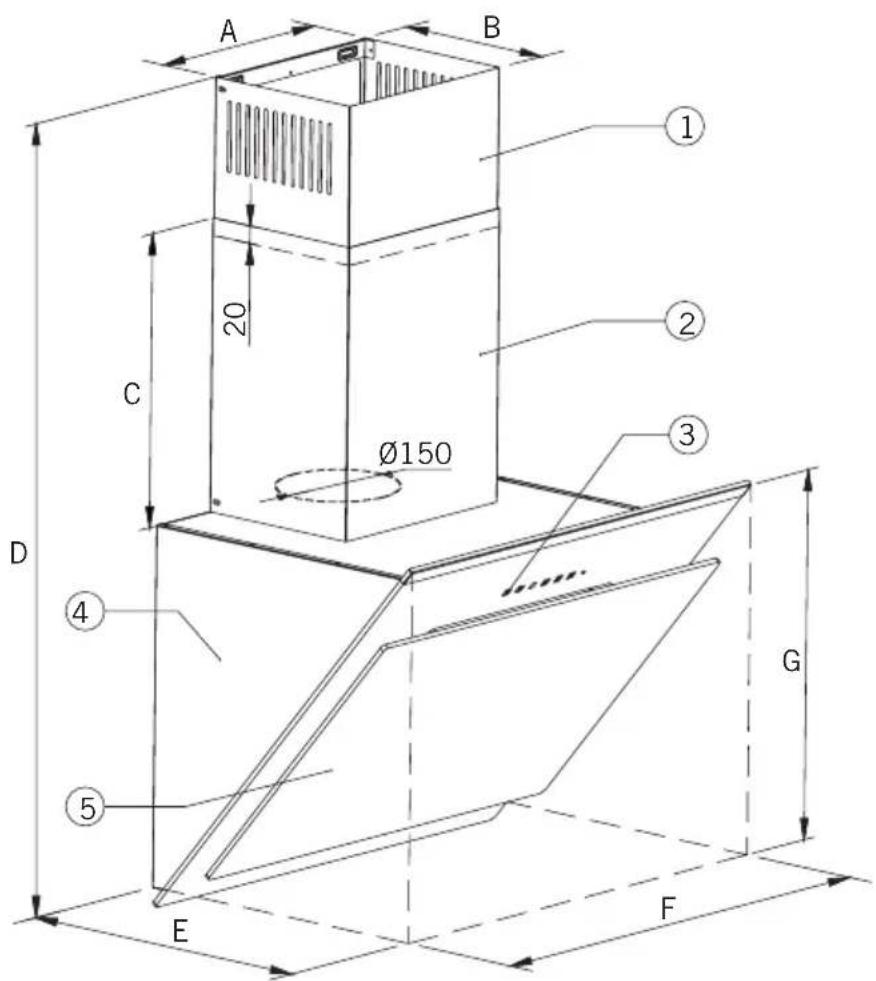 Orima ORC60BG - INTRODUCTION AND TECHNICAL DRAWING OF THE CHIMNEY HOOD - 1