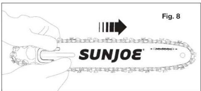 Sun Joe 24VPS10CT - Instalación y reemplazo de la barra-guía y cadena - 5