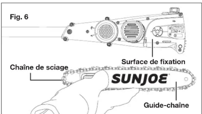 Sun Joe 24VPS10CT - Pose et remplacement du guide-chaîne et de la chaîne de sciage - 3