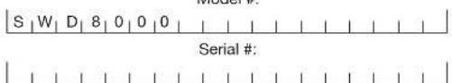 S | W | D | 8 | 0 | 0 | 0 | Serial #:
