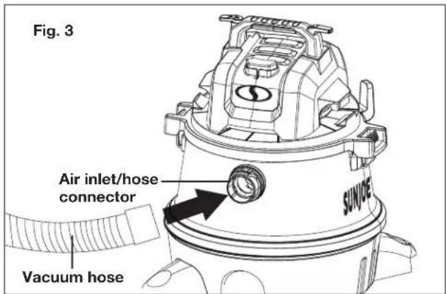 Fig. 3 Air inlet/hose connector Vacuum hose SUNJOS