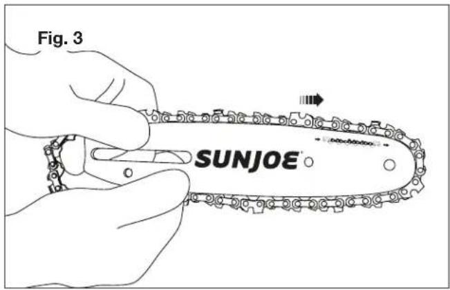 Sun Joe SWJ800E - Instalación y reemplazo de la barra-guía y cadena - 3