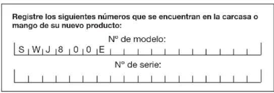 Sun Joe SWJ800E - Modelo y número de serie - 1