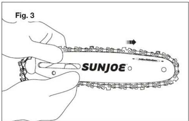 Sun Joe SWJ800E - Installing + Replacing the Guide Bar + Chain - 5