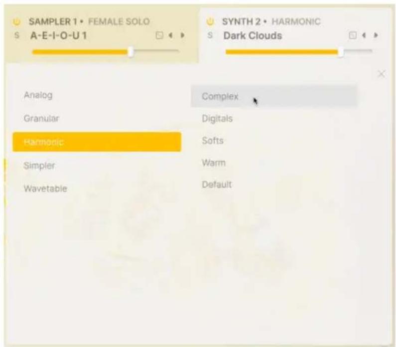 Arturia Augmented VOICES - Sélectionner des presets de parties - 2
