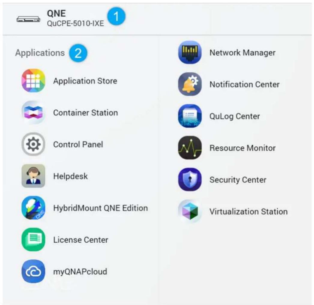 QNAP QuCPE7010 - Menu principal - 1