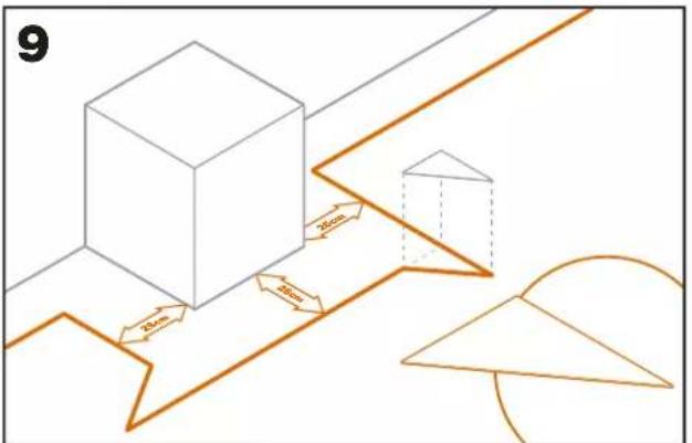 WORX Landroid M500 WR141E - Méthode de Bertelsen : comment réaliser des angles parfait de 90 ° avec des coins en face de la pelouse - 1