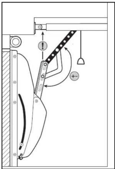Technical diagram showing a mechanical device with labeled components and directional arrows indicating motion or force directions.
