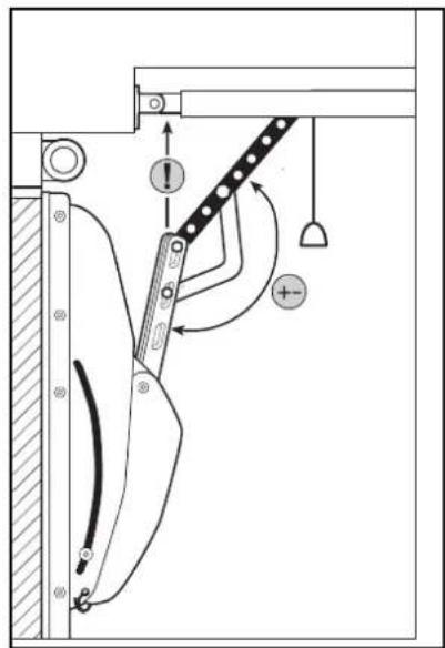 Technical diagram showing mechanical assembly with labeled components and directional arrows indicating motion or force