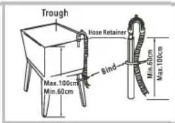 Trough Hose Retainer Max.100cm Min.60cm Bind Min.60cm Max.100cm