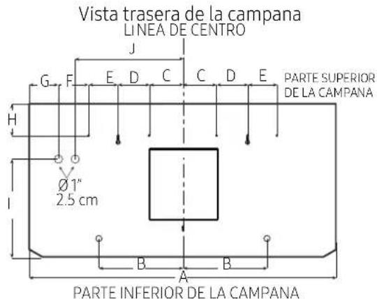 Dacor DHD30U990CSDA - Diagrama de instalación trasera - 1