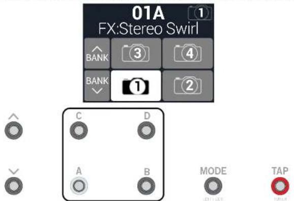 LINE 6 HX Stomp XL - Pressez et relâchez simultanément les commutateurs ∧ et ∨ pour passer en mode snapshot. - 1