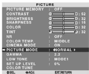 NEC PlasmaSync 60XR5 - Setting the picture mode according to the brightness of the room - 1