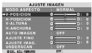 NEC PlasmaSync 60XR5 - Ajuste de las opciones Posición, Tamaño, Ajuste fino, Ajuste de imagen y Underscan - 1