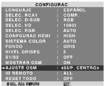NEC PlasmaSync 60XR5 - Ajuste de la posición del menú - 1