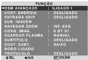 NEC PlasmaSync 60XR5 - Menu de definições FUNÇÃO Definição do modo de menu - 1