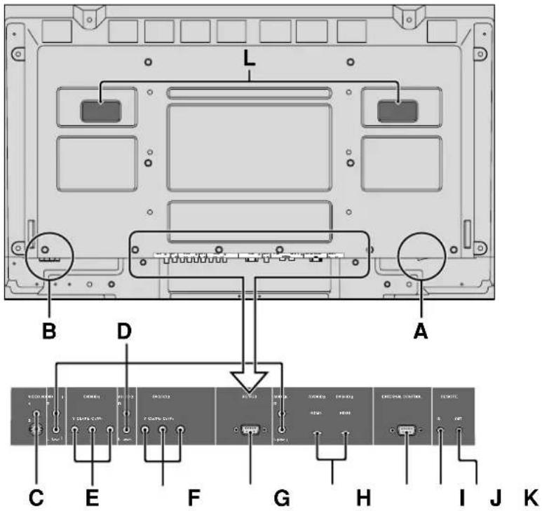 NEC PlasmaSync 60XR5 - Vista posterior/Placa de terminais 50XR6 - 1