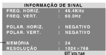 NEC PlasmaSync 60XR5 - Menu de Informação de Sinal Verificar as frequências, polaridades dos sinais de entrada e resolução - 1