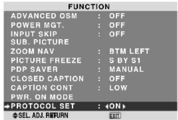 NEC PlasmaSync 60XR5 - Setting the Protocol set - 1