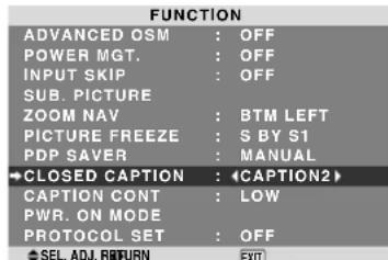 NEC PlasmaSync 60XR5 - Setting Closed Caption - 1
