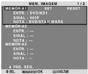 NEC PlasmaSync 60XR5 - Menu de definições de imagem Armazenando as configurações da imagem - 1