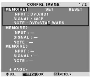 NEC PlasmaSync 60XR5 - Mise en mémoire des réglages de l'image - 1