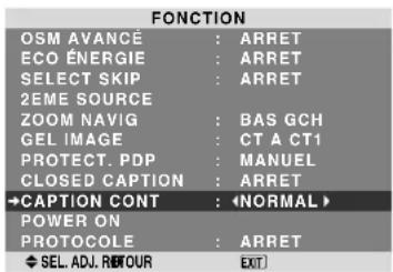 NEC PlasmaSync 60XR5 - Réglage du contraste de Closed Caption - 1