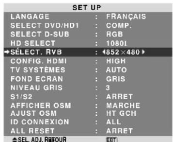 NEC PlasmaSync 60XR5 - Réglage d'une image d'ordinateur vers l'écran de sélection de RGB correct - 1