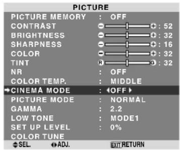 NEC PlasmaSync 60XR5 - Setting the picture to suit the movie - 1