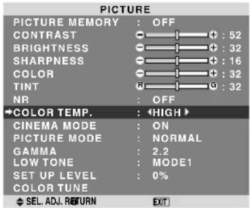 NEC PlasmaSync 60XR5 - Setting the color temperature - 1