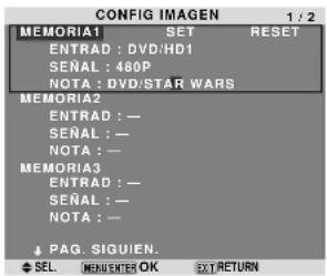 NEC PlasmaSync 60XR5 - Almacenamiento de los ajustes de imagen - 1