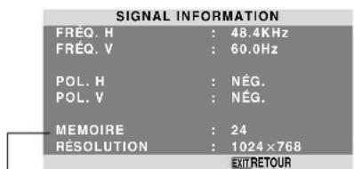 NEC PlasmaSync 60XR5 - Menu des réglages de SIGNAL INFORMATION - 1